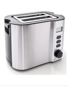 Elite Gourmet Stainless Steel 2-Slice LCD Toaster with Bagel Function